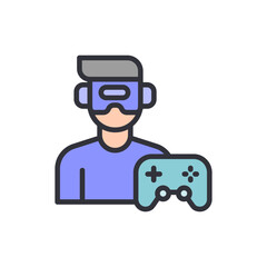 Poster - Man Experiencing Virtual Reality Gaming With A Controller In Hand