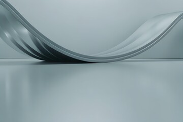 Poster - Minimalist Futuristic Wave Structure – Sleek Curves and Reflective Elegance, Architecture, Design, Futurism, Minimalism, Aesthetics