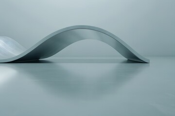 Poster - Minimalist Futuristic Wave Structure – Sleek Metallic Form and Reflection, Architecture, Design, Futurism, Minimalism, Aesthetics