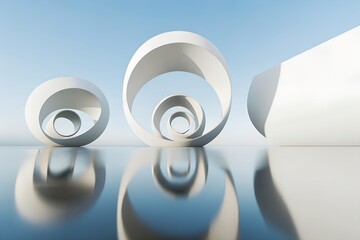 Poster - Surreal Spiral Structures – Futuristic and Minimalist Architectural Art, Futurism, Abstract Art, Minimalism, Landscape, Aesthetics
