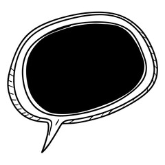 Poster - A simple black and white drawing of a speech bubble with a thick outline and filled black center space