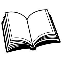 Poster - Illustration of an open book with blank pages ready for text or drawings in black and white style