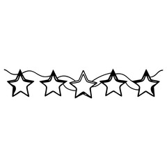 Poster - Illustration of a string of five stars hanging in a whimsical hand drawn style over a white background