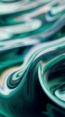 Poster - Teal green liquid surface gently flowing and reflecting light