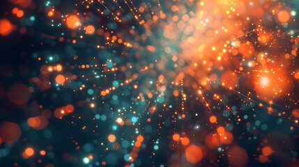 Poster - A mesmerizing display of vibrant orange and teal bokeh lights creates a festive and magical abstract background, perfect for adding a touch of sparkle to any design