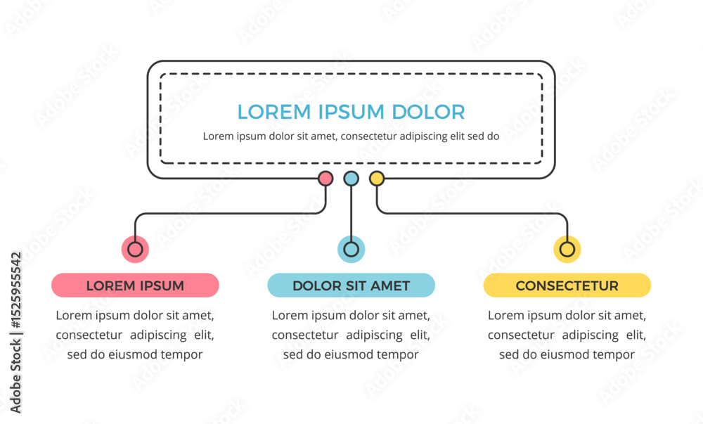 Simple flow chart infographic template with 3 elements, vector eps10 ...