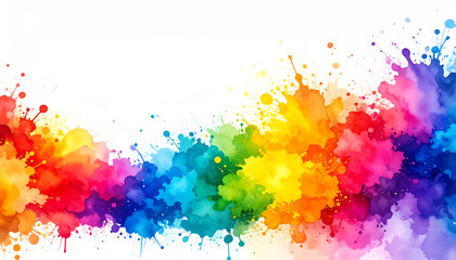 Poster - A vibrant splash of colors blending together in a watercolor style, creating an energetic and artistic visual effect