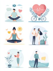 Aufkleber - Daily Wellness Habits Infographic Showcasing Seven Essential Activities for a Balanced Lifestyle