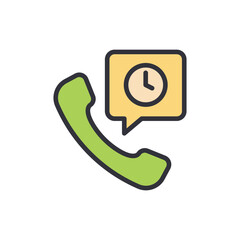 Poster - Telephone Handset With Clock Alert Icon On A Transparent Background
