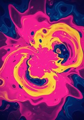 Poster - Vibrant Swirls of Color - Abstract featuring dynamic swirls of pink, yellow, and blue, creating a mesmerizing visual effect