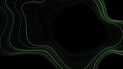 Poster - Green minimal wavy dotted lines abstract background