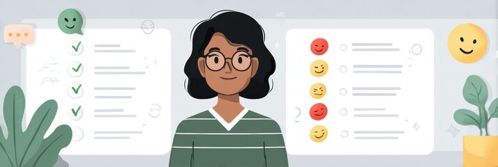 Aufkleber - Daily Self-Rating Infographic Template for Personal Reflection and Mood Tracking in a Modern Digital Style Setting