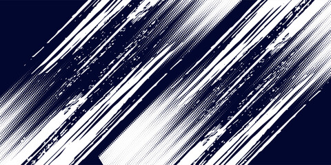 Aufkleber - Dots halftone white \u0026 blue color pattern gradient grunge texture background. Dots pop art comics sport style vector illustration