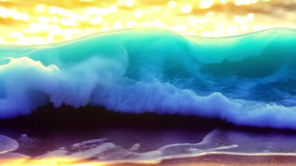 Poster - Sparkling smooth sea water creates an abstract pattern at sunrise along the coastline, Sparkling smooth sea water Abstract pattern of the waves in the ocean Holidays background
