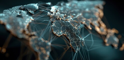 Poster - World digital network connecting continents globally