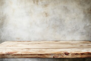 Poster - A rustic wooden table with a textured wall provides an ideal backdrop for various creative projects. The warm tones and natural materials evoke a sense of calm and simplicity.