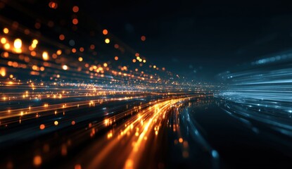 Poster - Abstract streaks of light tech background