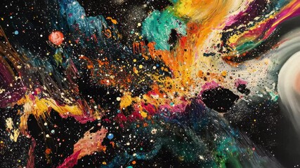 Poster - Vivid abstract depiction of a hyperspace jump amidst a galaxy filled with stars and cosmic colors, Abstract jump in space in hyperspace among stars and flying in the wormhole