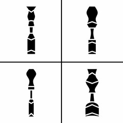 Poster - Vector black and white illustration of chisel icon for business. Stock vector design.
