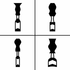 Poster - Vector black and white illustration of chisel icon for business. Stock vector design.