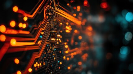 Poster - Circuit board close up glowing