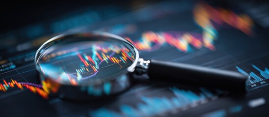Aufkleber - Stock market analysis with magnifying glass