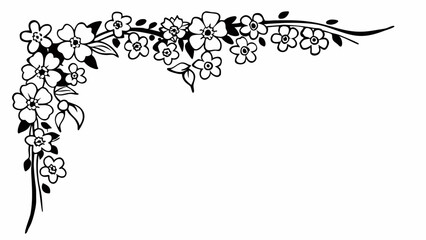 Poster - Floral corner design with blooming flowers and leaves in a decorative arrangement for backgrounds or borders created with generated ai