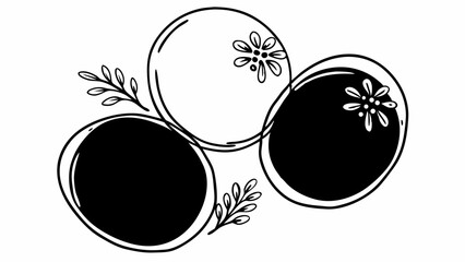 Aufkleber - Three stylized circles with floral accents in a black and white minimalist design artwork style created with generated ai