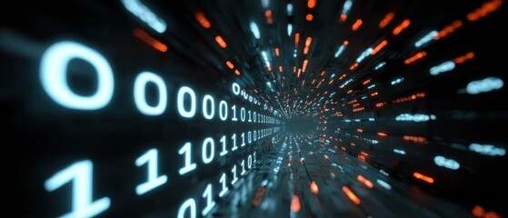 Poster - Binary code tunnel