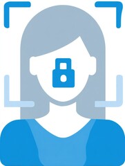 Fototapete - Facial Recognition Lock Symbol Overlaying User Avatar With Clear Top Section Visible for Identification Purposes