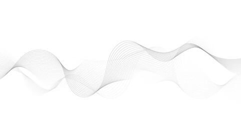 Poster - Abstract grey, white smooth element swoosh speed wave modern stream background. Wave with lines created using blend tool. Abstract frequency sound wave lines and twisted curve lines background.	