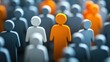 © Molly P - An orange figure stands prominently in a crowd of gray silhouettes, symbolizing individuality and uniqueness in a world of conformity, showcasing the importance of standing out.