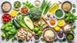 © Yuri - Alkaline Diet Food Assortment: Fresh Vegetables, Fruits, Nuts, Seeds and Herbal Ingredients