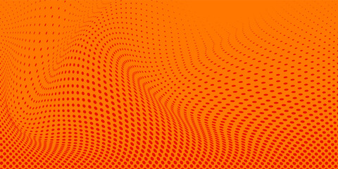 Aufkleber - Dots halftone orange color pattern gradient texture with technology digital background. Dots pop art comics with summer background.
