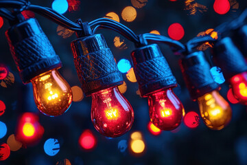 Wall Mural - a festive christmas night background showcasing holiday lights and cheer.
