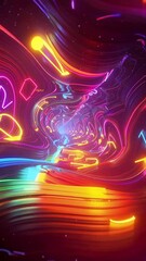 Wall Mural - Colorful ribbons in neon space