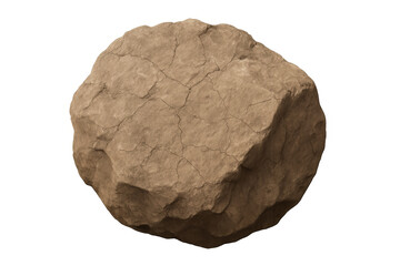 Poster - Rotating cracked brown rock with detailed geological textures, revealing natural stone surface against transparent backdrop