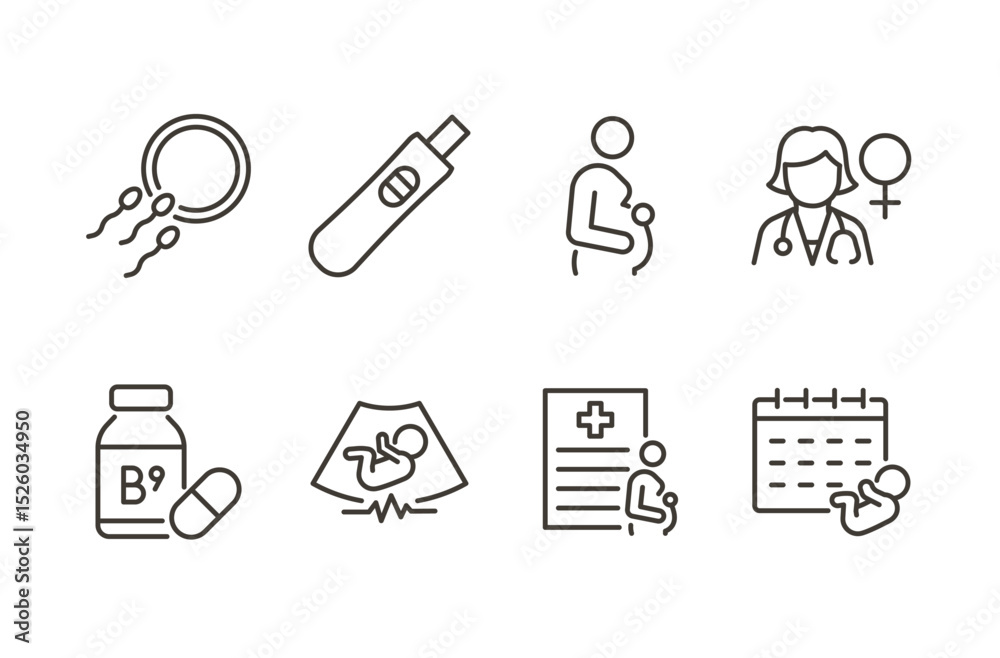 Medical Conceptions Icon Prenatal fertility icon set. Thin line editable stroke icons for ...