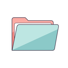 Fototapete - Pastel Teal Document Folder Icon: Minimalist Digital File Organization Graphic