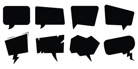 Poster - Empty black speech bubble vector set various shapes isolated flat graphic communication design