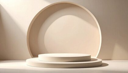 Poster - Minimalist cream toned backdrop with curved elements, perfect for showcasing products