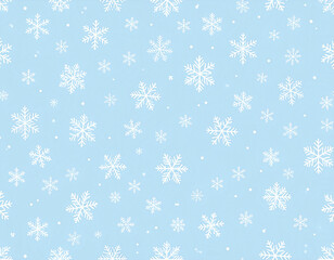 Poster - Soft blue background with white snowflakes creating serene winter pattern