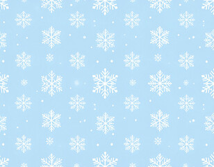 Poster - Soft blue background with white snowflakes creating serene winter pattern