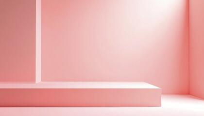 Poster - smooth coral pink backdrop with geometric shapes creates serene atmosphere
