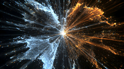 Poster - Abstract energy burst with dynamic light streaks creating an immersive visual experience effect