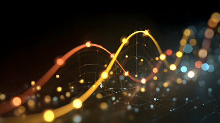 Poster - Abstract futuristic background featuring a colorful dynamic network with glowing connecting dots and lines