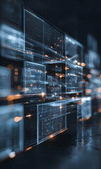 Poster - Abstract futuristic technology display representing digital data flow and information transfer across networks and systems