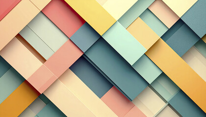 Poster - Layered geometric design with multicolored blocks and patterns creating modern aesthetic