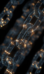 Poster - Digital chain concept representing blockchain technology innovation and secure connections linking network nodes and data