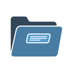 Fototapete - Modern Flat Icon: Blue Document Folder, Data Storage, File Management System, Digital Organization, Archive,  Information Technology, Simple Graphic